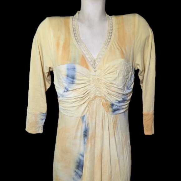 Hale Bob Boho Tie-Dye Maxi Dress Size Large Lace Trim Beach Resort Wear - Picture 6 of 8